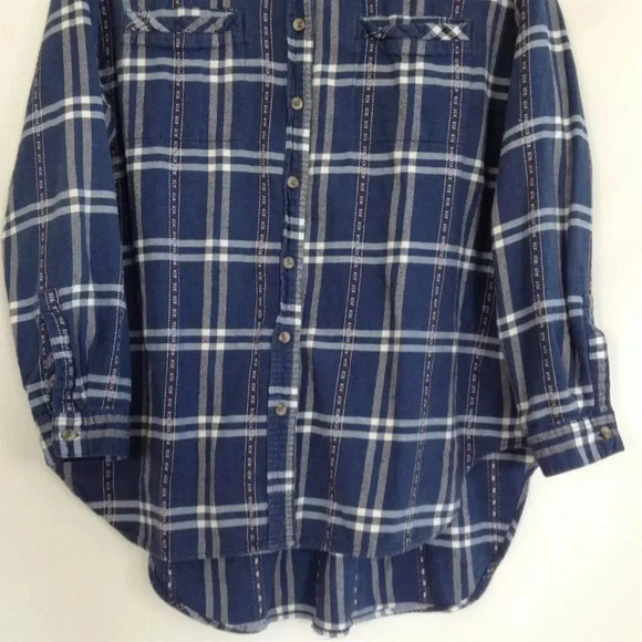 BDG Women's  Petite Blue Plaid Flannel Button-Up Shirt Size SP - Picture 6 of 8